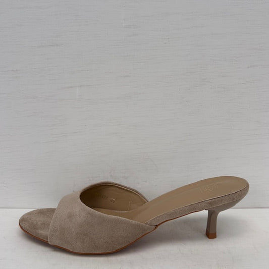 Suèdine slippers met elegant hakje taupe