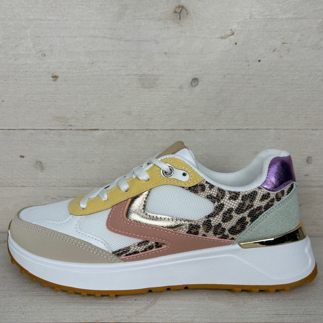 Sportieve sneaker met panter detail multicolor