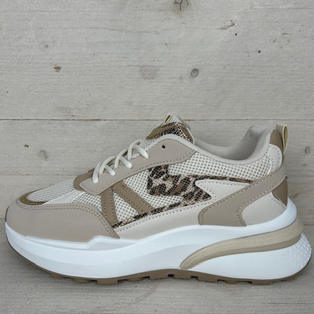 Stijlvolle sneaker met leuk design beige