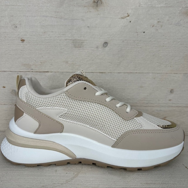 Stijlvolle sneaker met leuk design beige