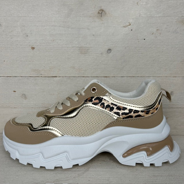 Gave sneaker met chunky zool khaki