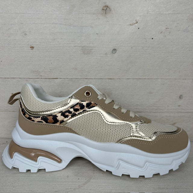 Gave sneaker met chunky zool khaki