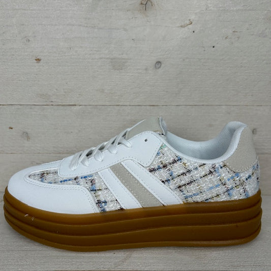 Retro sneaker met gedetailleerde afwerking wit