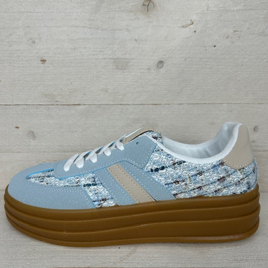 Retro sneaker met gedetailleerde afwerking blauw