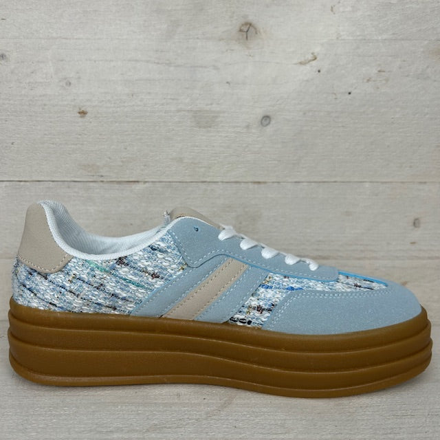 Retro sneaker met gedetailleerde afwerking blauw