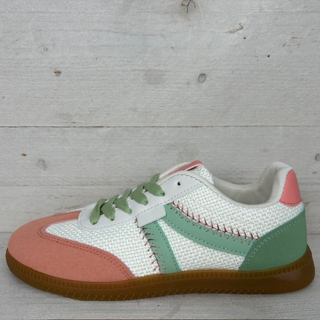 Leuke trendy retro sneaker oranje groen