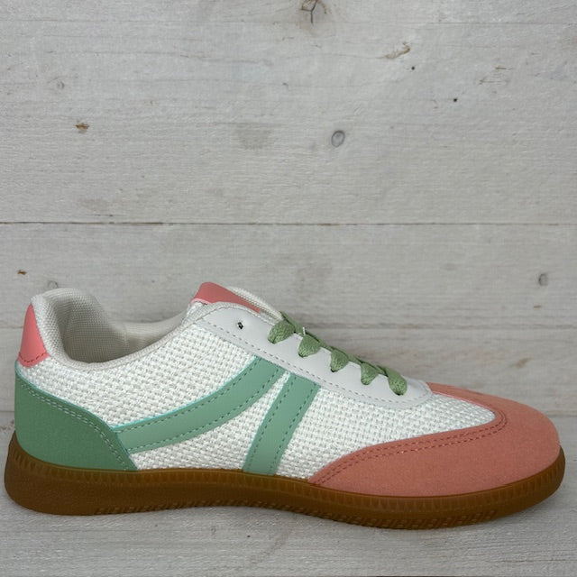 Leuke trendy retro sneaker oranje groen