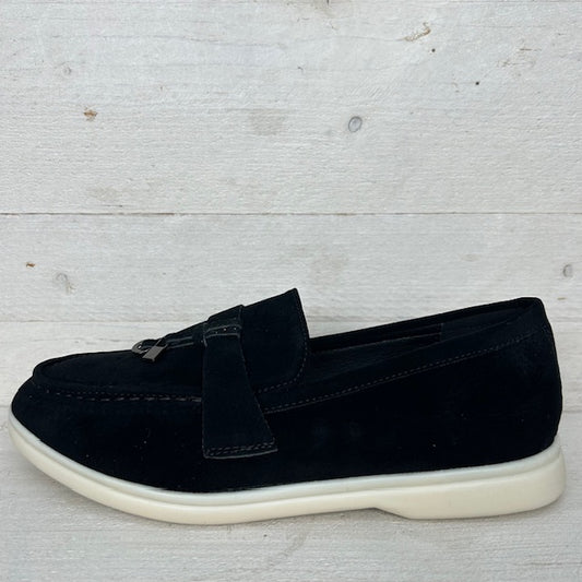 Suèdine espadrilles met detail zwart