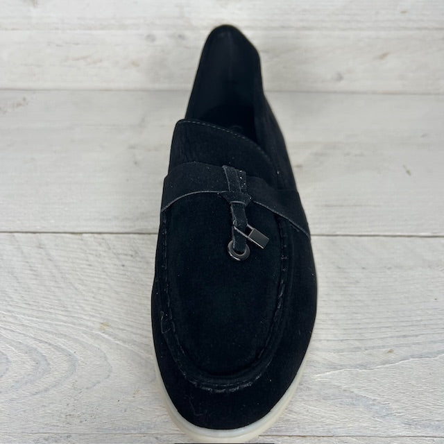 Suèdine espadrilles met detail zwart