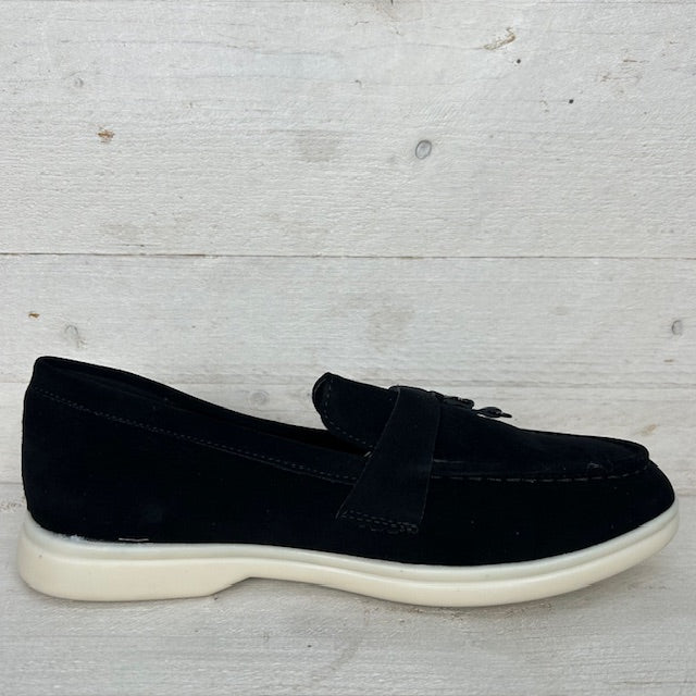 Suèdine espadrilles met detail zwart