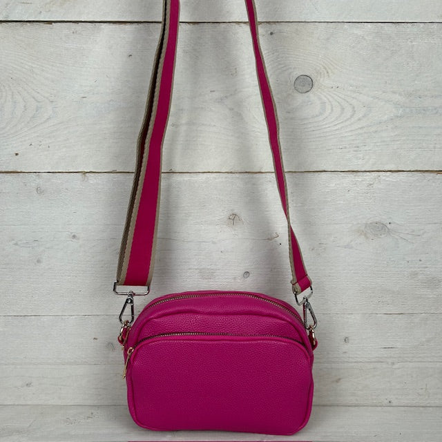 Leatherlook schoudertasje fuchsia