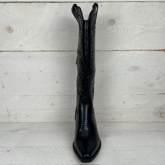 Hoge leatherlook cowboylaars met gaaf design zwart