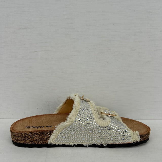 Leuke sandalen met shiny afwerking beige