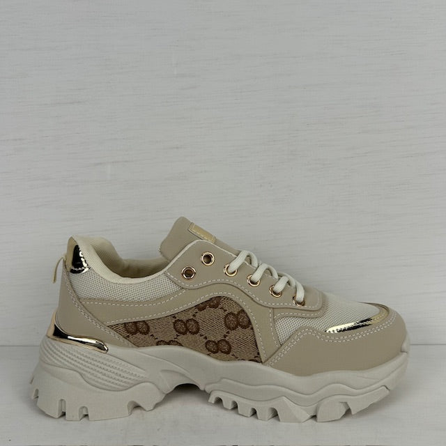 Stoere sneakers met sportieve look beige