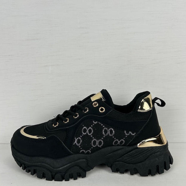Stoere sneakers met sportieve look zwart