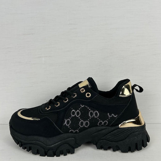 Stoere sneakers met sportieve look zwart
