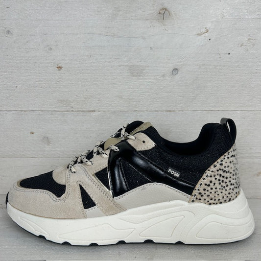 POSH by Poelman sneakers zwart met beige combinatie