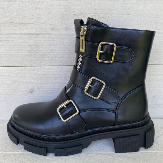 Double zip boots zwart