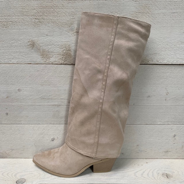 Hoge cowboylaarzen met flap beige