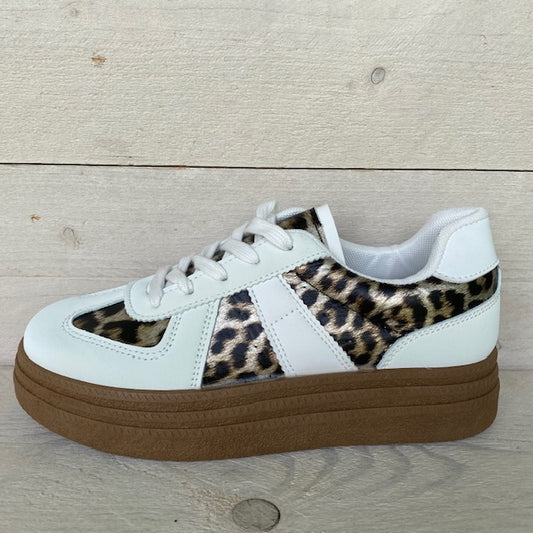 Lage sneakers met panterprint white