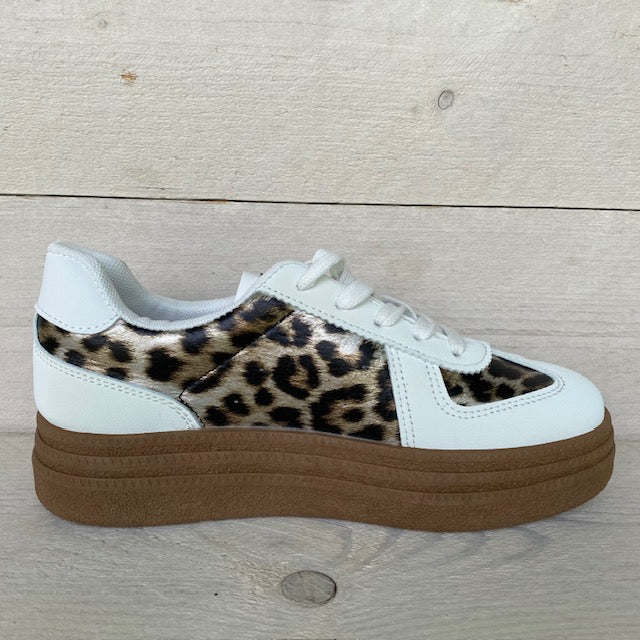 Lage sneakers met panterprint white