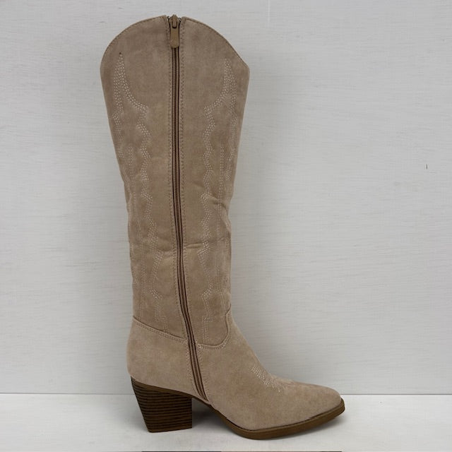 Hoge cowboylaarzen met leuke afwerking beige