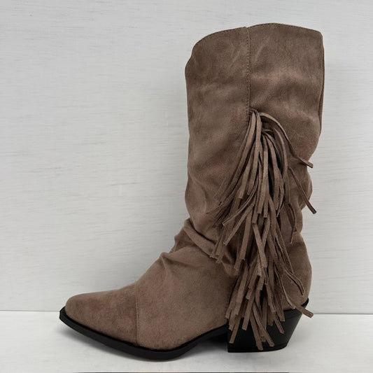 Geweldige cowboylaarzen met franjes khaki