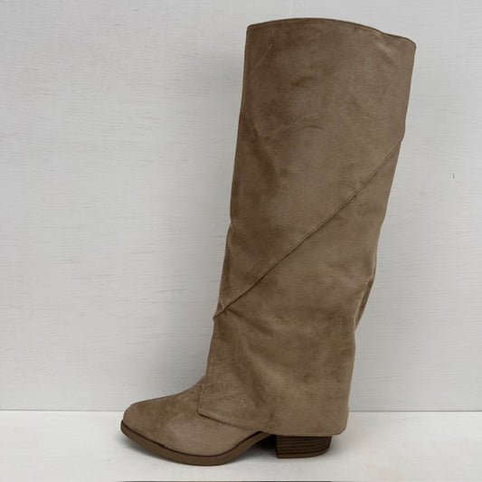 Hoge suèdine cowboylaarzen met leuke flap khaki