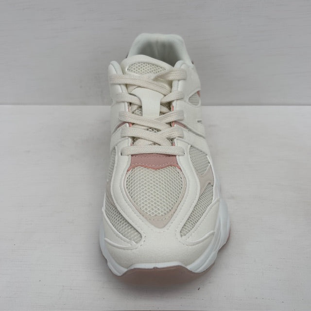 Stoere sneakers met trendy zool wit roze