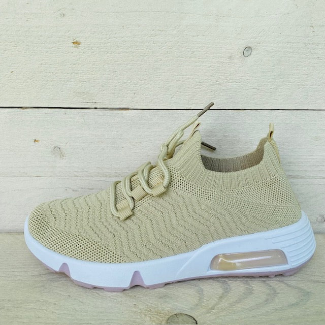 Instapsneakers met sierveters beige