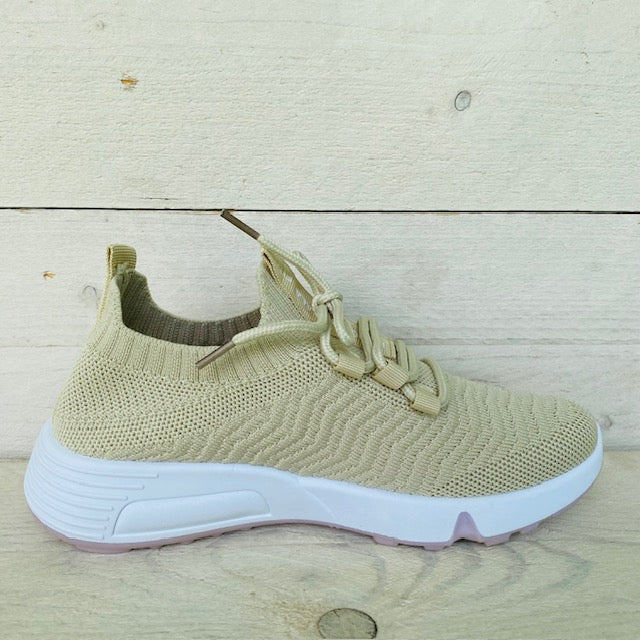 Instapsneakers met sierveters beige