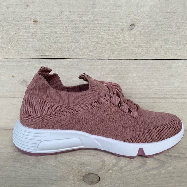 Instapsneakers met sierveters pink