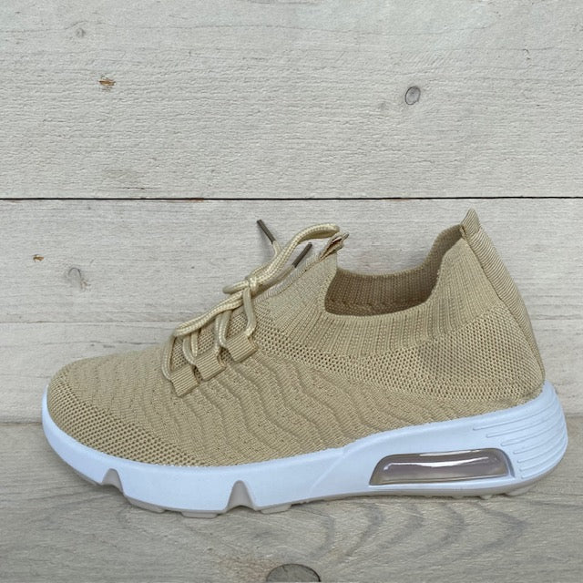 Instapsneakers met sierveters khaki