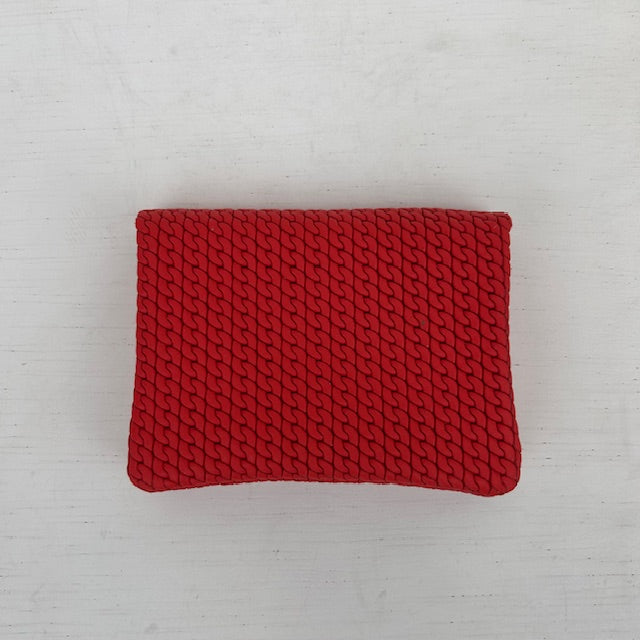 Real leather portemonneetje met gevlochten motief rood