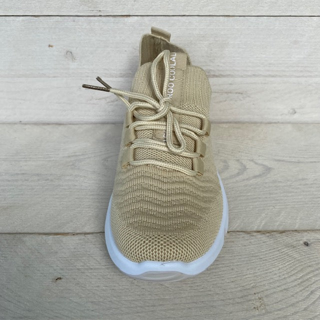 Instapsneakers met sierveters khaki