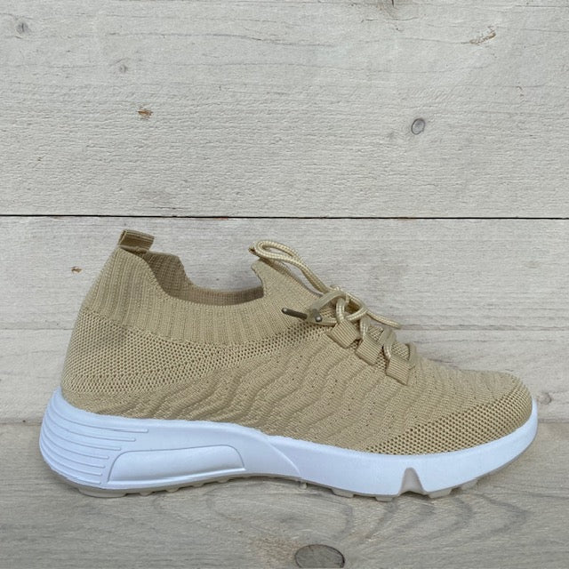 Instapsneakers met sierveters khaki