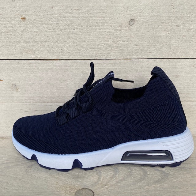 Instapsneakers met sierveters navy