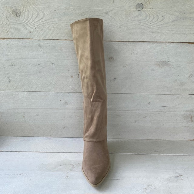 Hoge cowboylaarzen met flap taupe