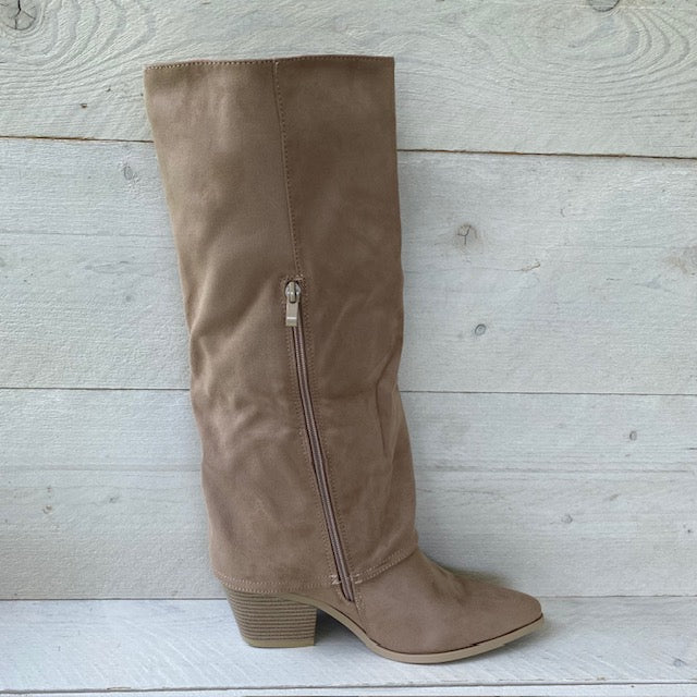 Hoge cowboylaarzen met flap taupe