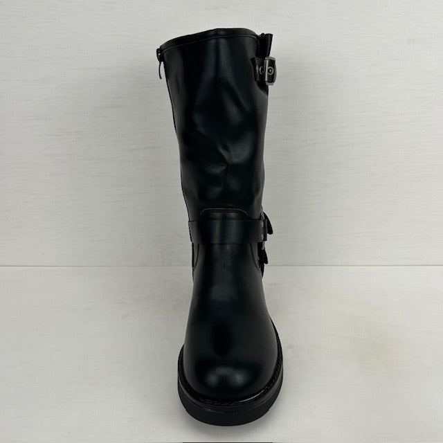 Leatherlook laarzen met gespjes zwart