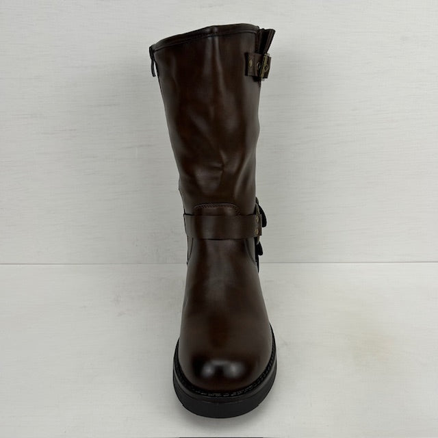 Leatherlook laarzen met gespjes bruin