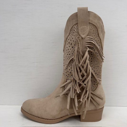 Suèdine cowboylaarzen met trendy afwerking khaki