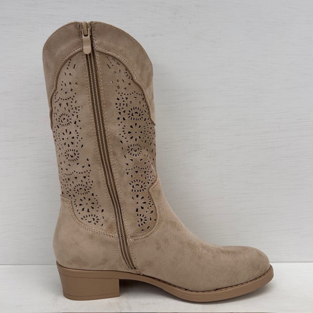 Suèdine cowboylaarzen met trendy afwerking khaki