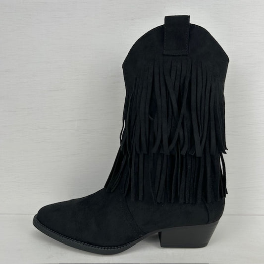 Trendy cowboylaarzen met franjes zwart