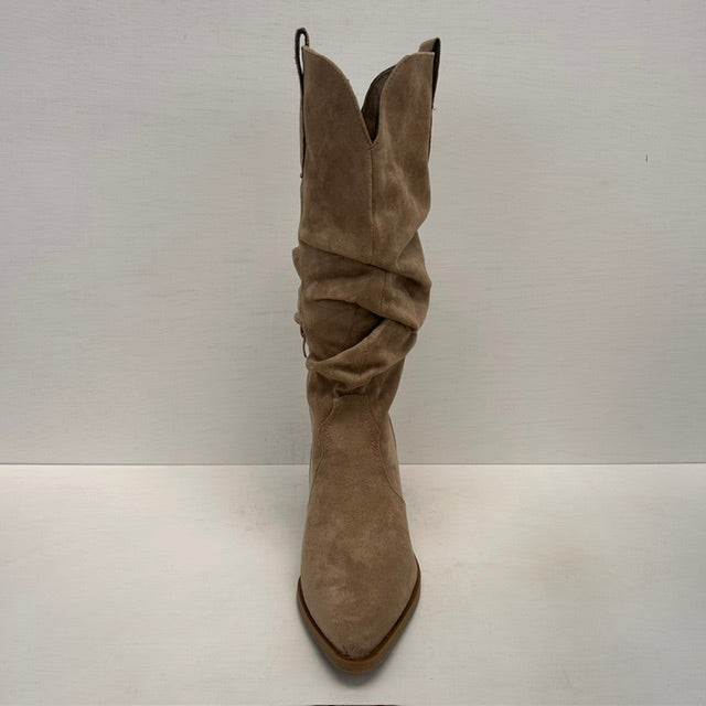 Gave suèdine cowboylaarzen met trendy design khaki