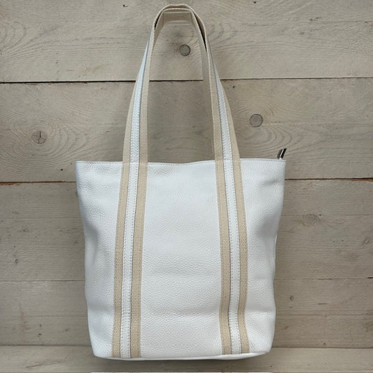 Real leather shopper met leuke band wit