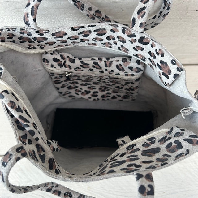 Real leather shopper panter