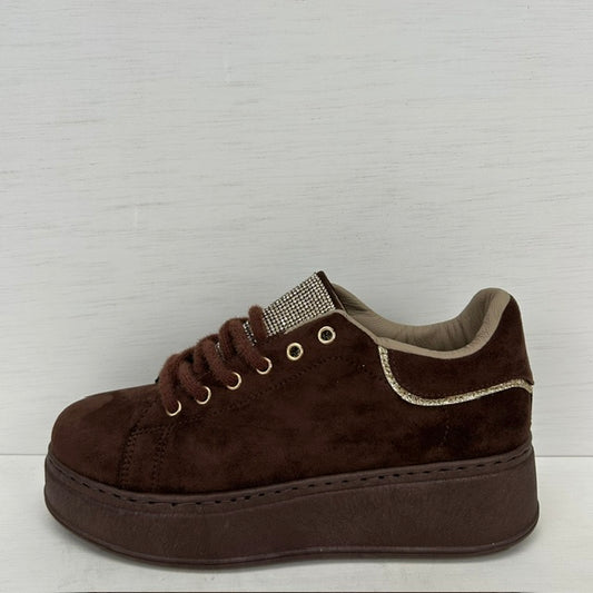 Leuke sneakers met shiny details bruin