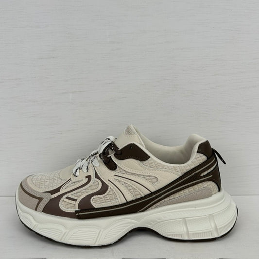 Leuke sneakers met sportief design beige