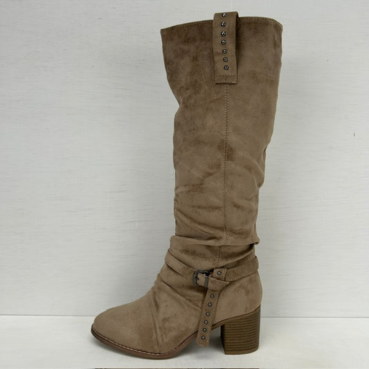 Suèdine cowboylaarzen met gespje khaki